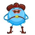vector Cartoon funny round blue-colored monster