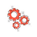 Vector cartoon gear icon in comic style. Cog wheel concept illus