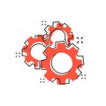 Vector cartoon gear icon in comic style. Cog wheel concept illus