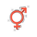 Vector cartoon gender equal icon in comic style. Men and women s