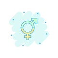 Vector cartoon gender equal icon in comic style. Men and women s