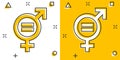 Vector cartoon gender equal icon in comic style. Men and women sign illustration pictogram. Sex business splash effect concept