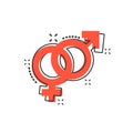 Vector cartoon gender icon in comic style. Men and women sign il