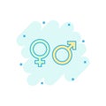 Vector cartoon gender icon in comic style. Men and women sign il