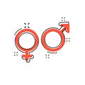 Vector cartoon gender icon in comic style. Men and women sign il