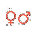 Vector cartoon gender icon in comic style. Men and women sign il