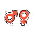 Vector cartoon gender icon in comic style. Men and women sign il