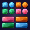 Vector cartoon glass buttons for game user