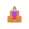 Vector cartoon grandmother sitting in a armchair