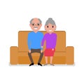 Vector cartoon grandparents sitting on the couch