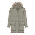 Vector Cartoon Gray Parka Jacket