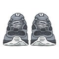 Vector Cartoon Gray Running Shoes