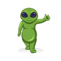 Vector cartoon green alien, extraterrestrial character