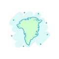Vector cartoon Greenland map icon in comic style. Greenland sign