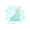 Vector cartoon growth chart icon in comic style. Grow diagram si