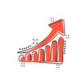 Vector cartoon growth chart icon in comic style. Grow diagram si