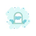 Vector cartoon halloween grave icon in comic style. Gravestone s