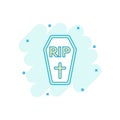 Vector cartoon halloween grave icon in comic style. Gravestone s