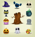 Vector cartoon halloween scary icons pack