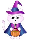 Vector Cartoon Halloween Witch Cat.