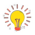 Vector cartoon halogen lightbulb icon in comic style. Light bulb