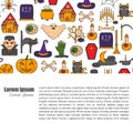 Vector cartoon hand drawn Halloween background Royalty Free Stock Photo