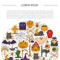 Vector cartoon hand drawn Halloween background Royalty Free Stock Photo