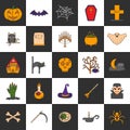 Vector cartoon hand drawn Halloween icons Royalty Free Stock Photo