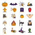 Vector cartoon hand drawn Halloween icons Royalty Free Stock Photo