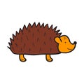 Vector cartoon hand drawn isolated hedgehog