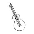 Vector cartoon hand drawn sketch guitar design element. Doodle illustration on white