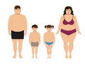 Vector cartoon happy fat overweight family Royalty Free Stock Photo