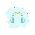 Vector cartoon headphone icon in comic style. Earphone headset s