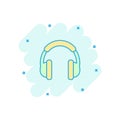 Vector cartoon headphone icon in comic style. Earphone headset s