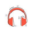 Vector cartoon headphone icon in comic style. Earphone headset s