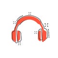 Vector cartoon headphone icon in comic style. Earphone headset s