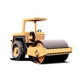 Large yellow steamroller vector flat design illustration