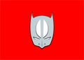 Vector Cartoon Hero Head, carnival devil mask, Isolated or red Background