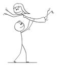 Vector Cartoon of Heterosexual Couple of Man and Woman Performing Dance Pose Lift During Dancing