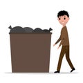 Vector cartoon hobo beggar jobless man dumpster Royalty Free Stock Photo