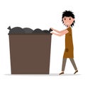 Vector cartoon hobo beggar jobless woman dumpster