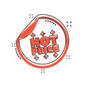 Vector cartoon hot price shopping icon in comic style. Hot price Royalty Free Stock Photo