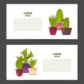 Vector cartoon house plant cactus background