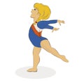 Vector Illustration Of a Little Gymnast Girl