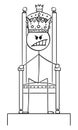 Vector Cartoon Illustration of Angry Man or King Sitting on the Royal Throne