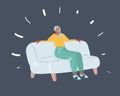 Woman sitting and dreaming on sofa. Royalty Free Stock Photo