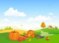 Autumn harvest farm scene