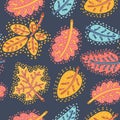 Autumn seamless pattern with falling leaves Royalty Free Stock Photo