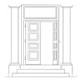 Vector Cartoon Illustration of Bank or Government Institution Classic Open Door or Entrance With Pillars and Stairs