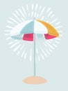 Vector illustration Beach Umbrella Red and White. The symbol of a holiday by the sea Royalty Free Stock Photo